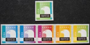 US #4585-4590 MNH 6 Coil Singles, Eagles, SCV $3.00 