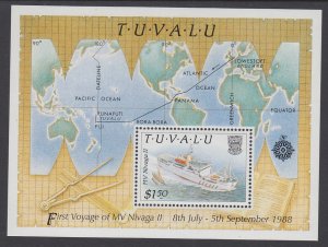 Tuvalu 528 Map Ship Souvenir Sheet MNH VF