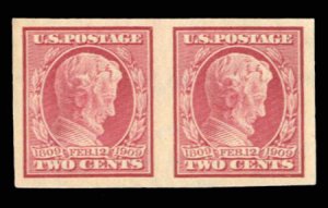 United States, 1904-9 #368 Cat$48, 1909 2c carmine, horizontal pair, never hi...