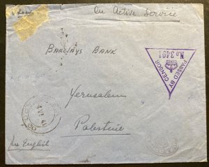1941 Ethiopia British Army Post Office 60 Censored Cover To Jerusalem Palestine