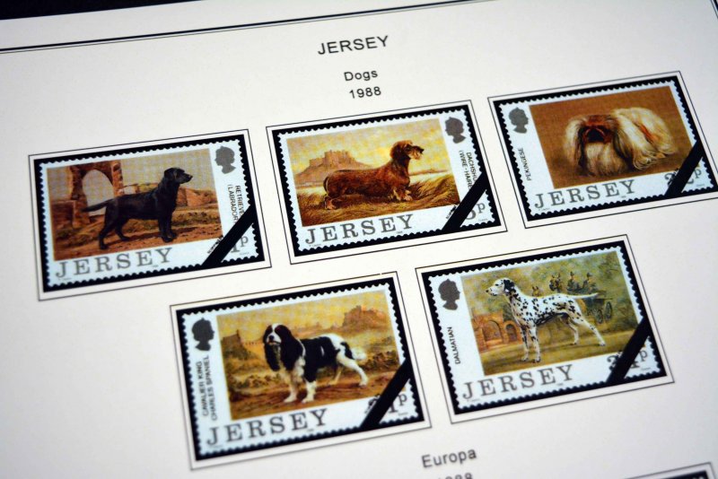 COLOR PRINTED GB JERSEY 1958-2010 STAMP ALBUM PAGES (198 illustrated pages)