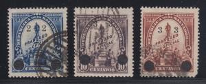 Salvador Sc O254,O256,O257 used. 1905 surcharged Officials