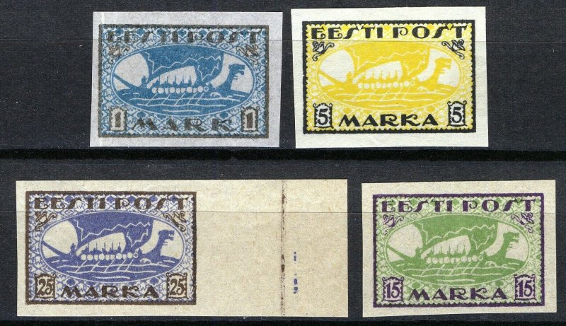 Estonia 1919-20, Vikingships, Mi 12y,13x, 23B, 24B, All MNH Cat +34,5€ (E10006)