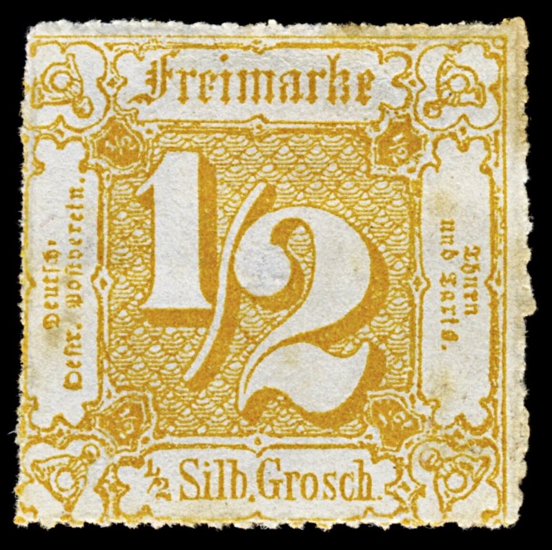 4736: Thurn and Taxis SG33 ½g Orange-Yellow. 1865. Sc#23 Mi37 MM Mint. C£38