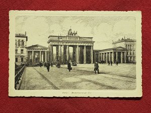 WW1 WWI era Imperial German photo postcard w stamp Berlin Brandenburg gates 1917