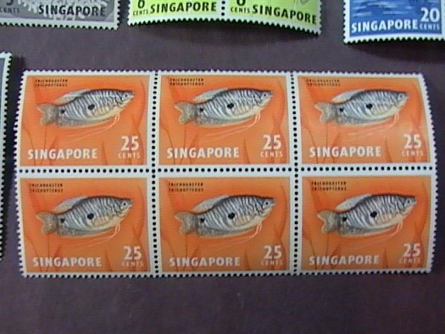 SINGAPORE # 53-59-MINT NEVER/HINGED--COMPLETE SET IN BLOCKS OF 6---1962