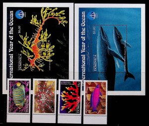 DOMINICA Sc 2081-88 NH SET+2S/S+2M/S OF 1998 - SEA LIFE - YEAR OF THE OCEAN