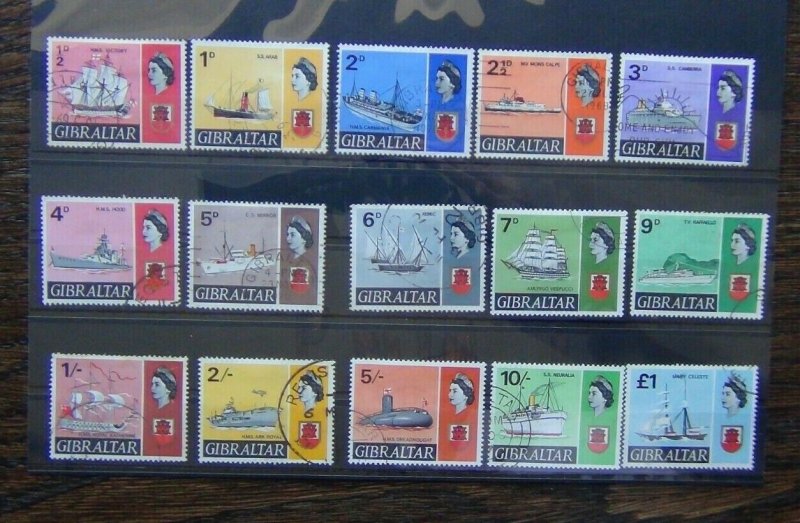 Gibraltar 1967 - 1969 set to £1 Used SG200 - SG213 