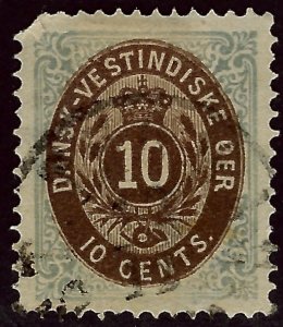 Danish West Indies SC#10a Used thin paper Fine SCV$45..Fill key spots!!