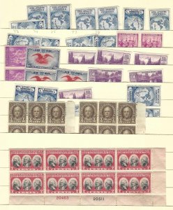 US 1920-1930 DEALER LOT OF HUNDREDS MINT MOSTLY IN BLOCKS OR LARGER ALL N.H.