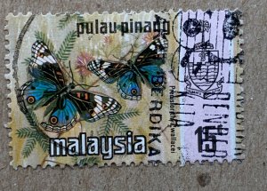 Penang 1971 15c Butterflies, used. Scott 79, CV $0.25. SG 80