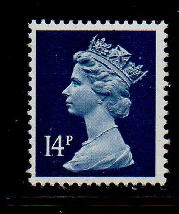 Great Britain Sc MH86 1988 14p gray blue QE II MAchin Head stamp mint NH