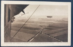 1914 Germany Real Picture Postcard Cover Zeppelin Airship Hansa Over Sachsen