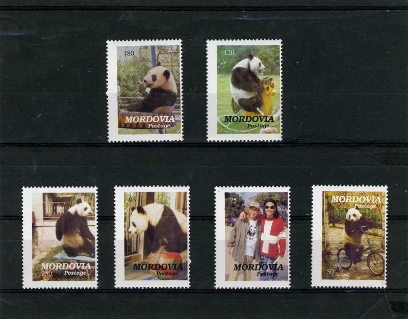 Mordovia Republic 1997 WWF PANDA set (6v) Perforated Mint (NH)