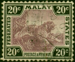 Fed of Malay States 1900 20c Mauve & Black SG21 Fine Used (2)