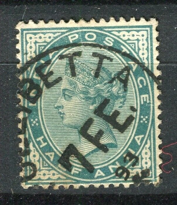 INDIA; 1890s early classic QV issue used 1/2a. value + Postmark,