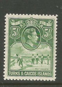 Turks & Caicos SG 204 KGVI 5/- MOG (1cqw) 