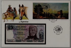 Argentina unc.banknote + cover 1985