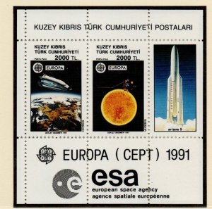 Northern Cyprus Sc 298 1991  Europa , Space, stamp sheet mint NH