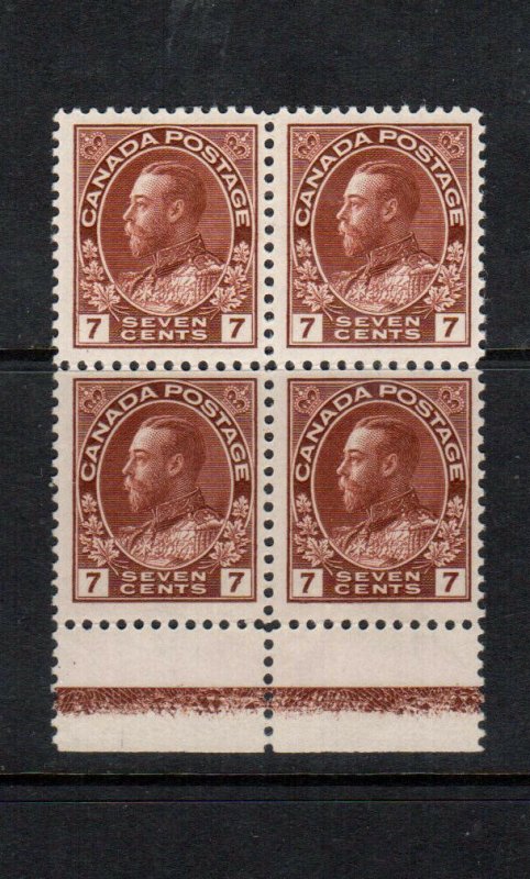 Canada #114b Very Fine Mint Lathework D Block - Bottom Stamps Never Hinged
