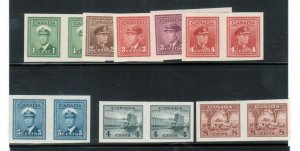 Canada #249d - #256a Extra Fine Never Hinged Imperf Pairs