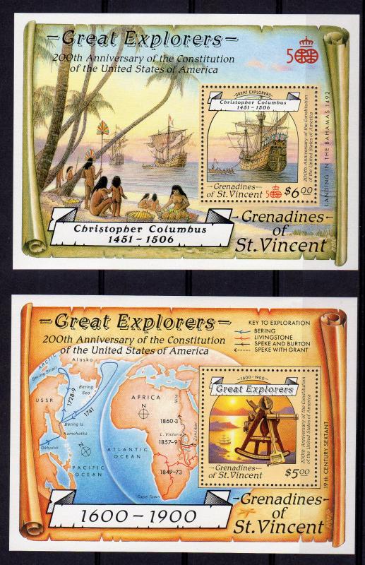 St.Vincent Grenadines 1988 Sc#604/605 Discovery of America by Columbus 2 S/S MNH