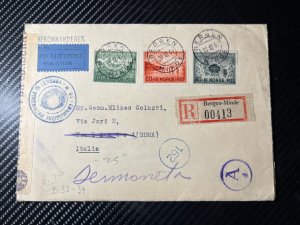 1940 Registered Censored Norway Airmail Cover Bergen Minde to Rome Italy