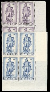Ireland #155-156 Cat$48, 1956 John Barry, set of two in blocks of four, never...