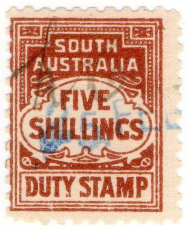 (I.B) Australia - South Australia Revenue : Stamp Duty 5/-