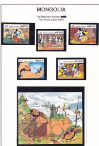 Mongolia 1628-38 MNH 1987 DISNEY Cartoons Little Tailor & Jumping Frog w/S Shts