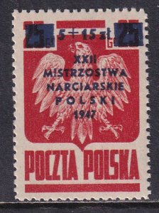 Poland 1947 Sc B54 Zakopane Ski Championship Meet Stamp MNH