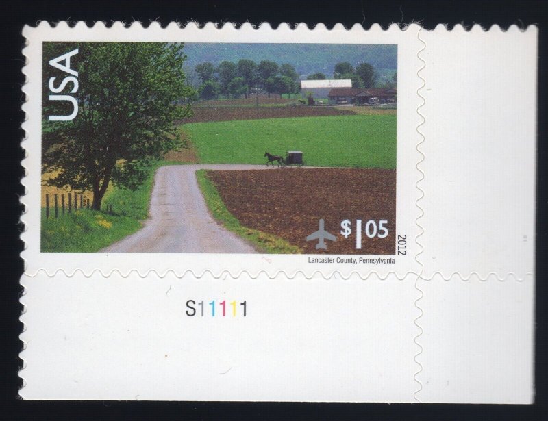 Scott c150 Lancaster, PA (Amish) 1.05 Plate Single Airmail Stamp