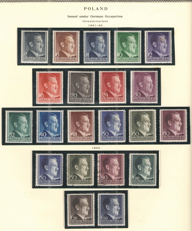 Germany - Occupied Poland 1941-43 Hitler Head Collection MH/HR & Used VG