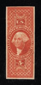 EXCEPTIONAL GENUINE SCOTT #R88a VF-XF 1862-71 RED 1ST ISSUE CHARTER PARTY IMPERF