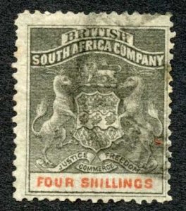 Rhodesia SG26 4/- grey-black and vermilion Cat 75 pounds