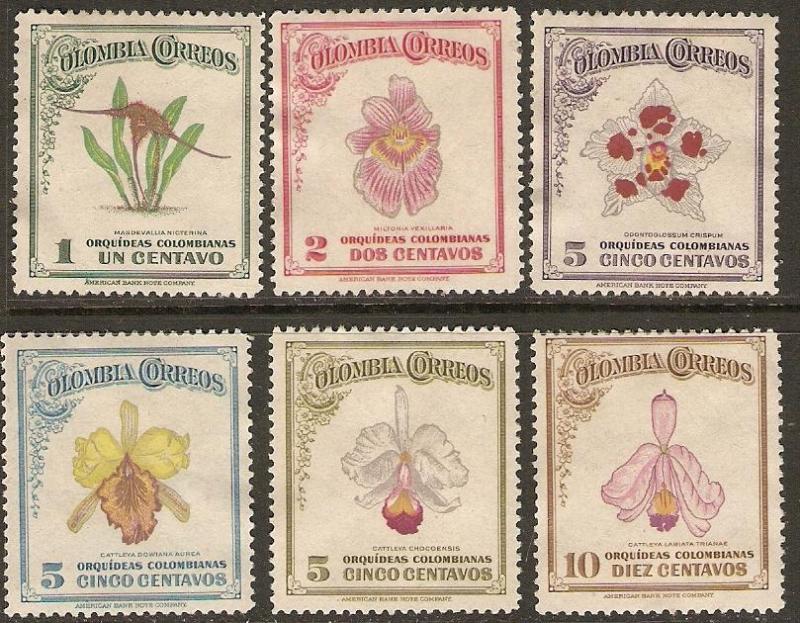 Colombia 1947 Scott 546-551 Orchids MLH