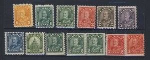 13x Canada Arch Stamps #162 to 166-171-173-179-180-181-183  Guide Value= $195.00