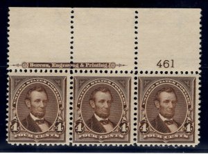 U.S. - 269 - Plate Number/Imprint Strip of 3 (461) - Never Hinged