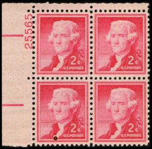 US #1033 JEFFERSON MNH UL PLATE BLOCK #25565