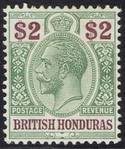 BRITISH HONDURAS 1913 KGV $2