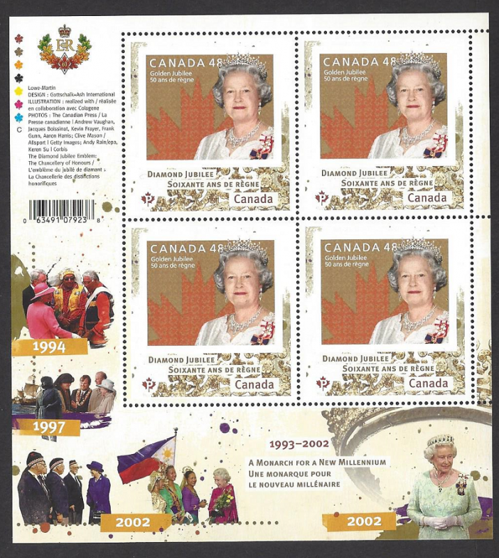 Canada #2517i MNH ss, Queen Elizabeth II diamond jubilee, issued 2012