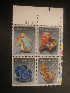 Scott 2700-2703 or 2703a, 29c Minerals, PB4 #21111 1 UR, MNH Commemorative Beaut