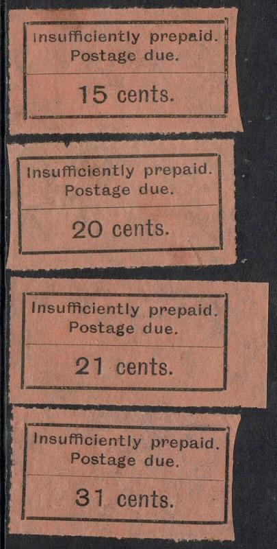 ZANZIBAR 1926 POSTAGE DUE TYPESET 15C 20C 21C AND 31C 