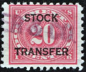 RD28 20¢ Stock Transfer Stamp (1928) Used