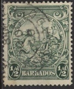 Barbados 193 (used) ½p Seal of the Colony, grn (1938)