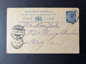 1895 Jamaica Postcard Cover Kingston to Ostritz Sachsen Germany