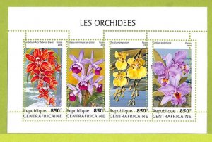 B0168 - CENTRAL AFRICAN - MISPERF ERROR Stamp Sheet - 2018 - Flowers, Orchids-