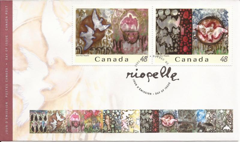 2003 Canada FDC Sc 2002a-2002f - Jean-Paul Riopelle (3)