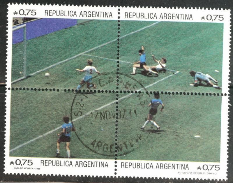 Argentina Scott 1570 e-h used  part of souvenir sheet 1986