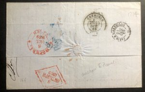 1869 Moscow Russia Letter Sheet Cover To Grenoble France HV Stamp Sc#20 22a 24